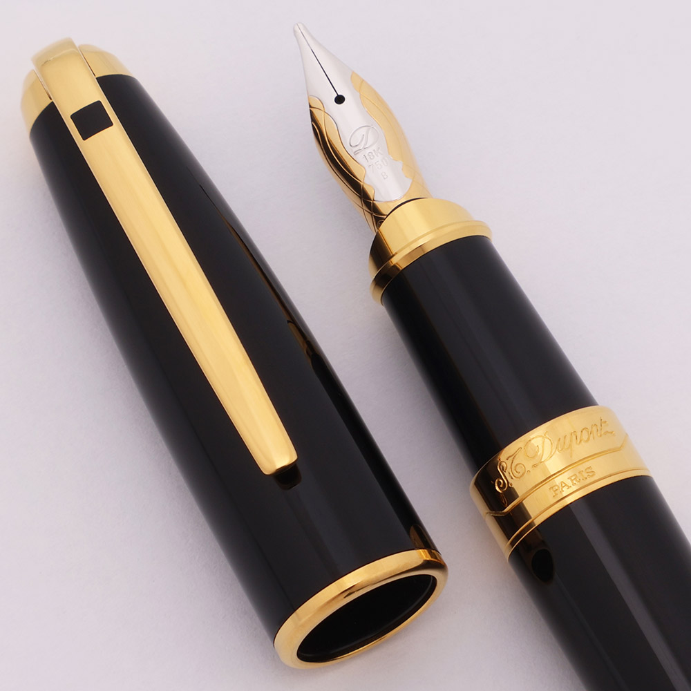 S.T. Dupont ブラック ゴールド 万年筆 18k ST Dupont Olympio XL Oversize Fountain Pen - Black Chinese Lacquer
